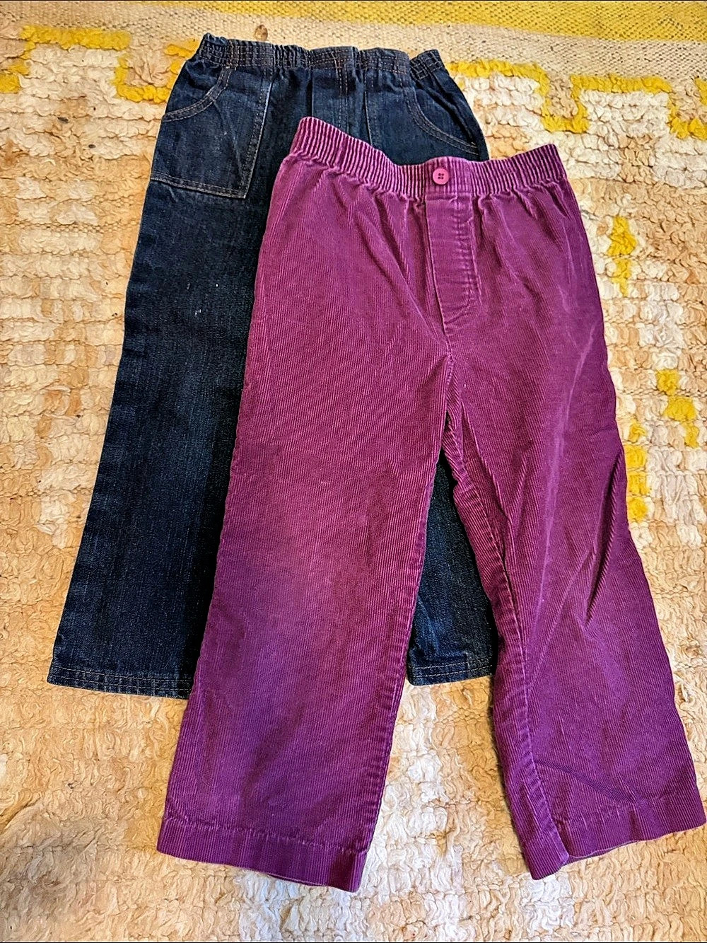 Kids Vintage 4T Pants 2-Pair Lot Purple corduroy & Blue jeans